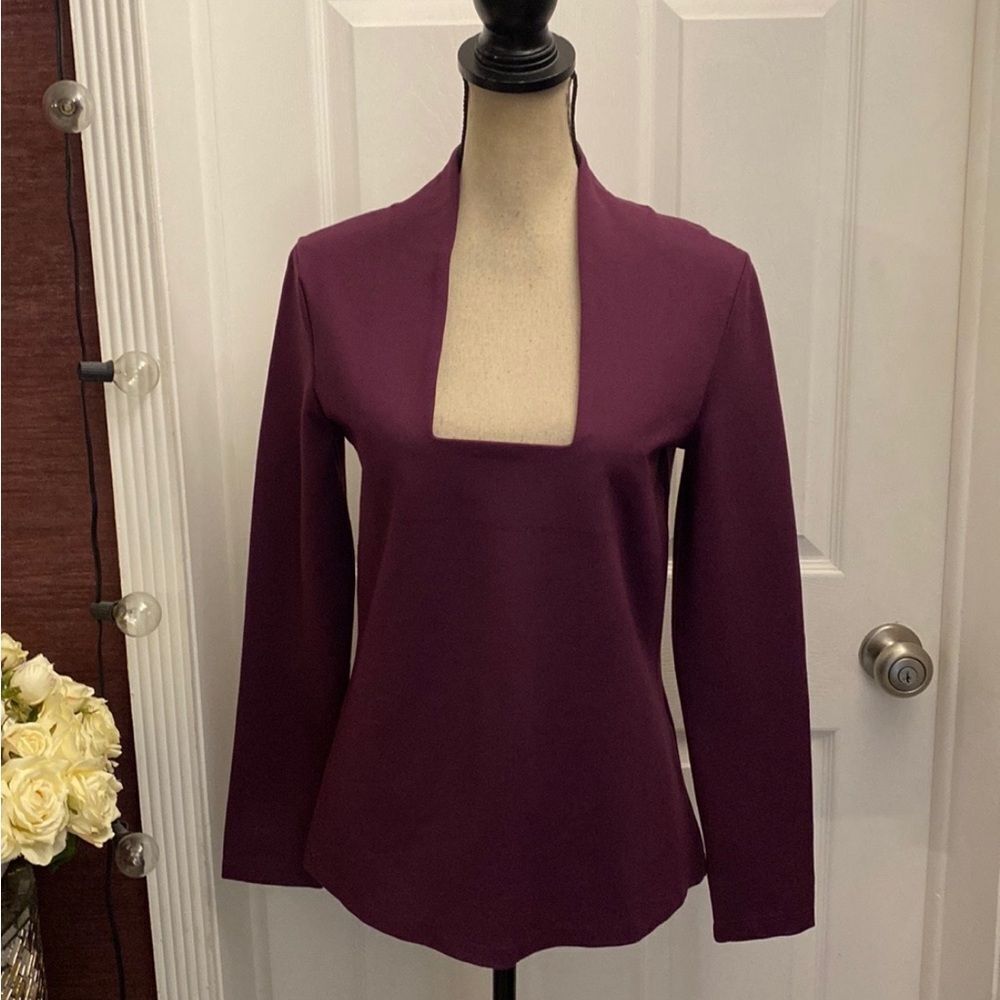 Kate Spade Elegant Plum Long Sleeve Top, M